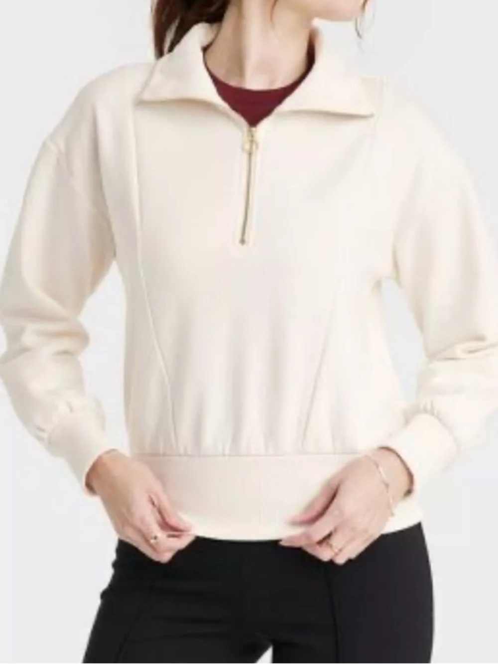 Target A New Day women’s cream ivory quarter zip sweatshirt sweater size XL